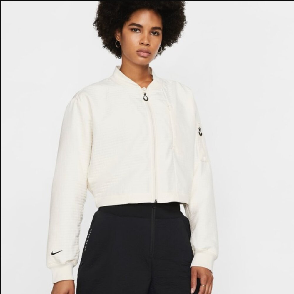 Nike Sportswear Tech Pack Bomber Jacket Women Sz L White City Ready BV4741-110 - Picture 1 of 11